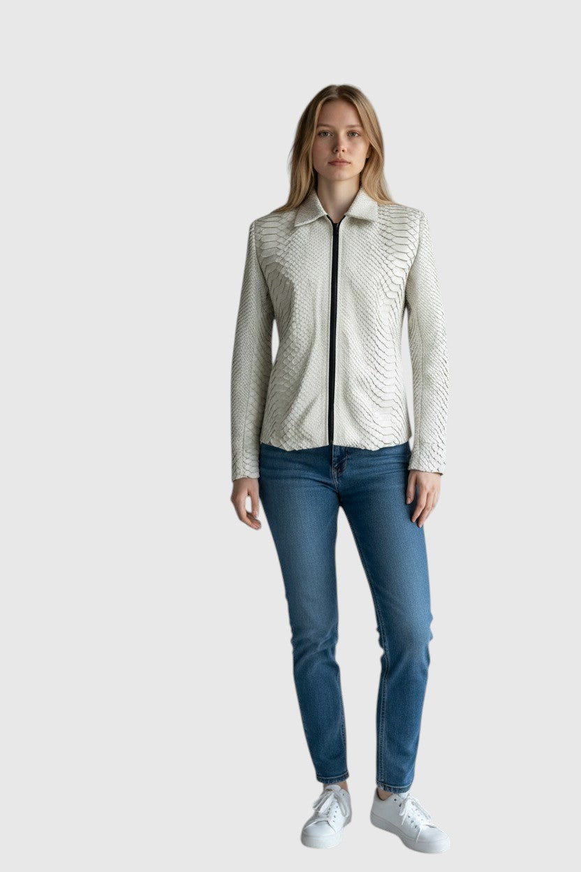 WEIẞE Python-Lederjacke