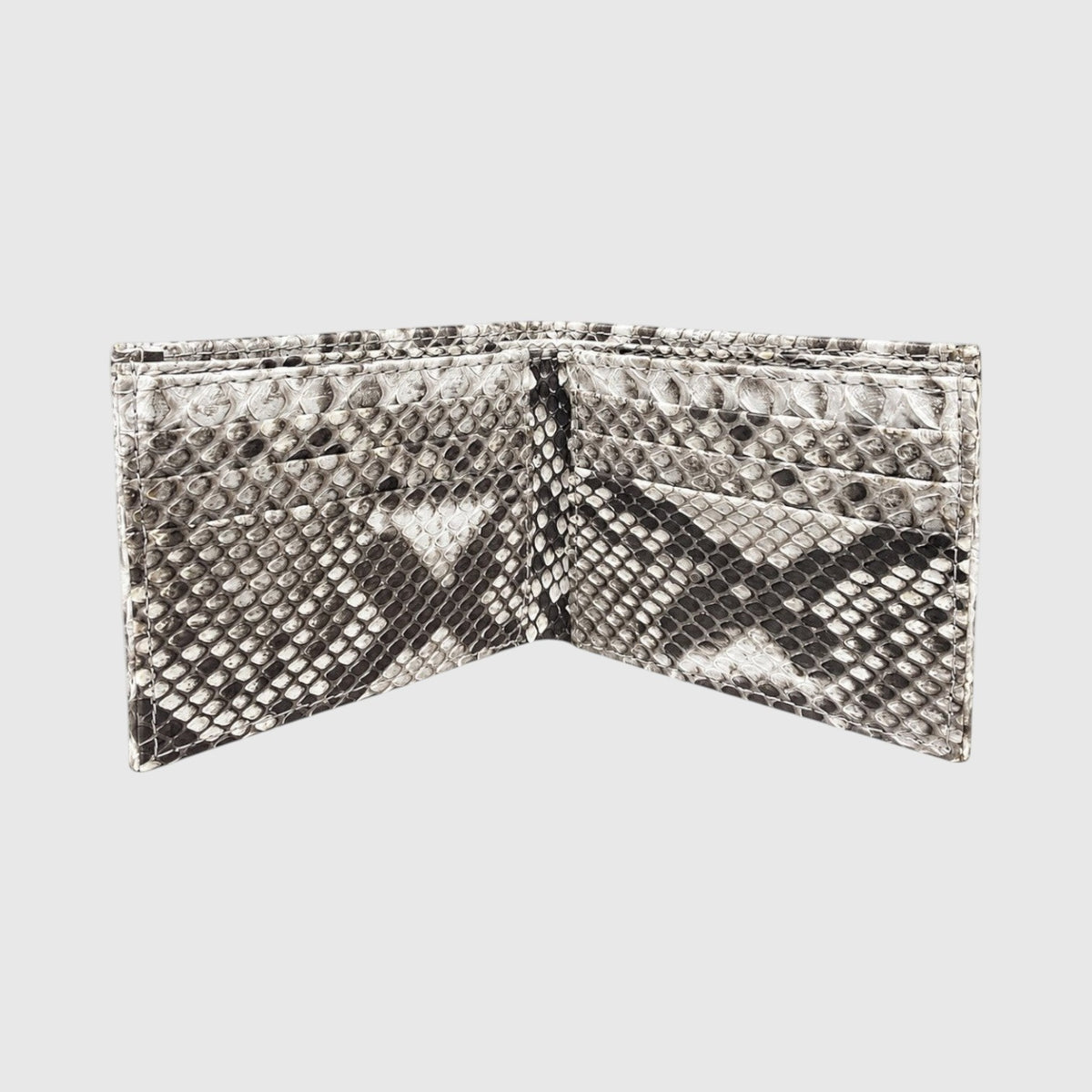 Portefeuille Leather craftman en cuir de python véritable avec texture écailles noir et blanc et doublure en daim