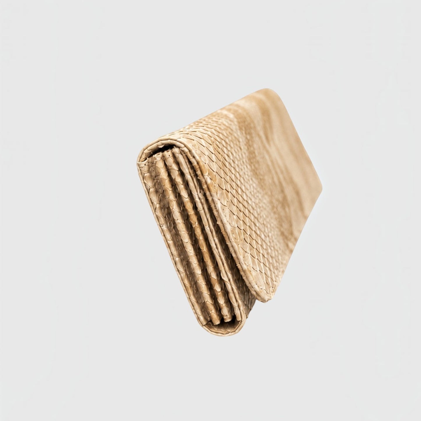 Portefeuille Leather craftman beige en cuir de serpent véritable avec finition artisanale élégante