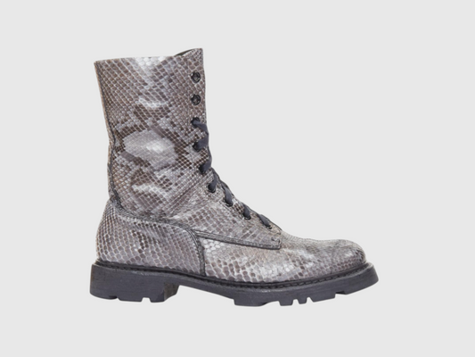 Men's genuine python leather boots side view