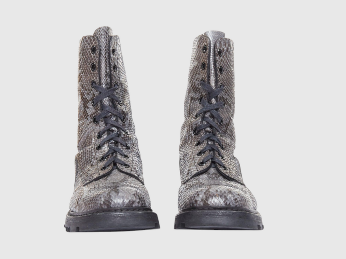 Men's genuine python leather boots front view