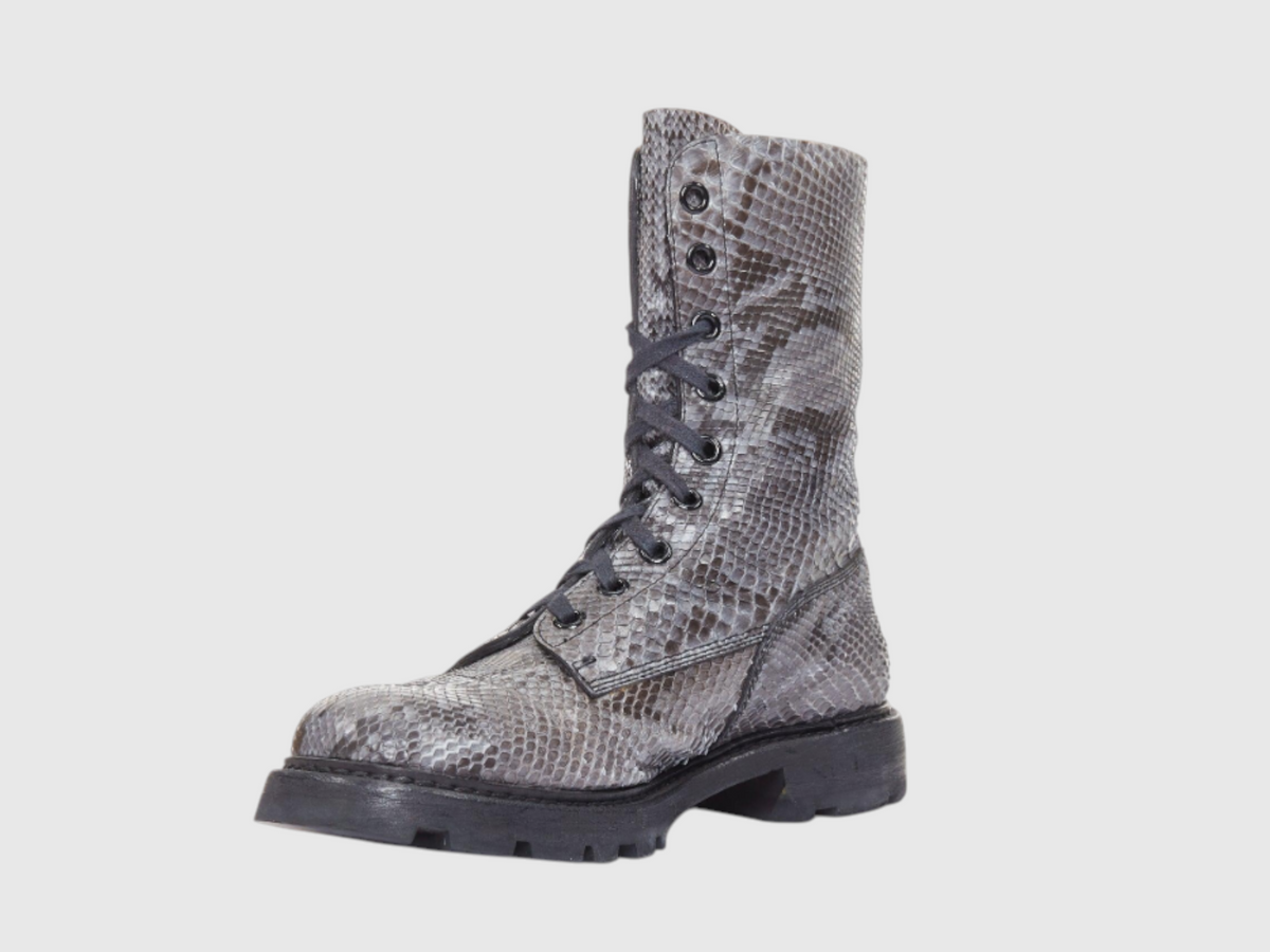 Men's genuine python leather boots opposite side view