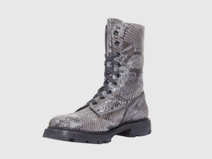 Men's genuine python leather boots opposite side view