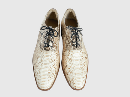 Men's genuine python leather lace-up dress shoes top view