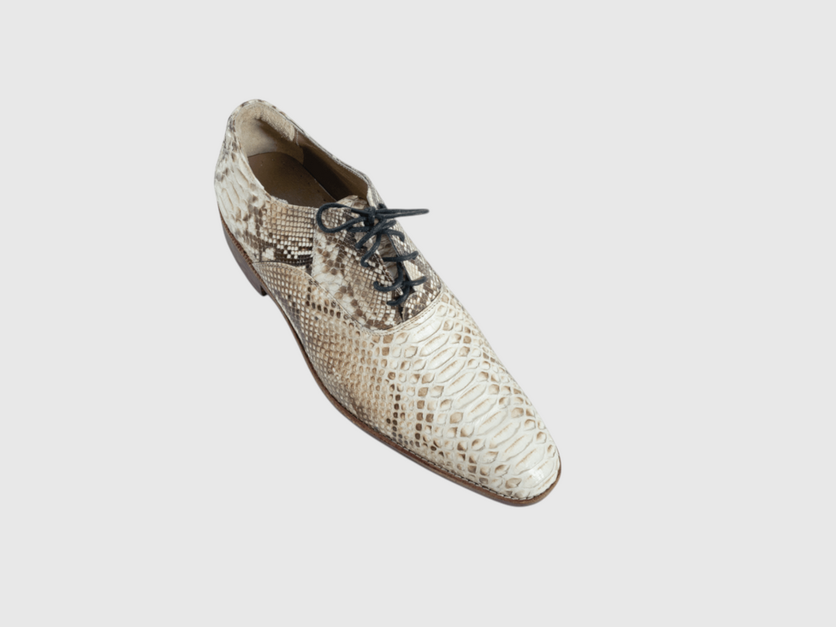 Men's genuine python leather lace-up dress shoe side view