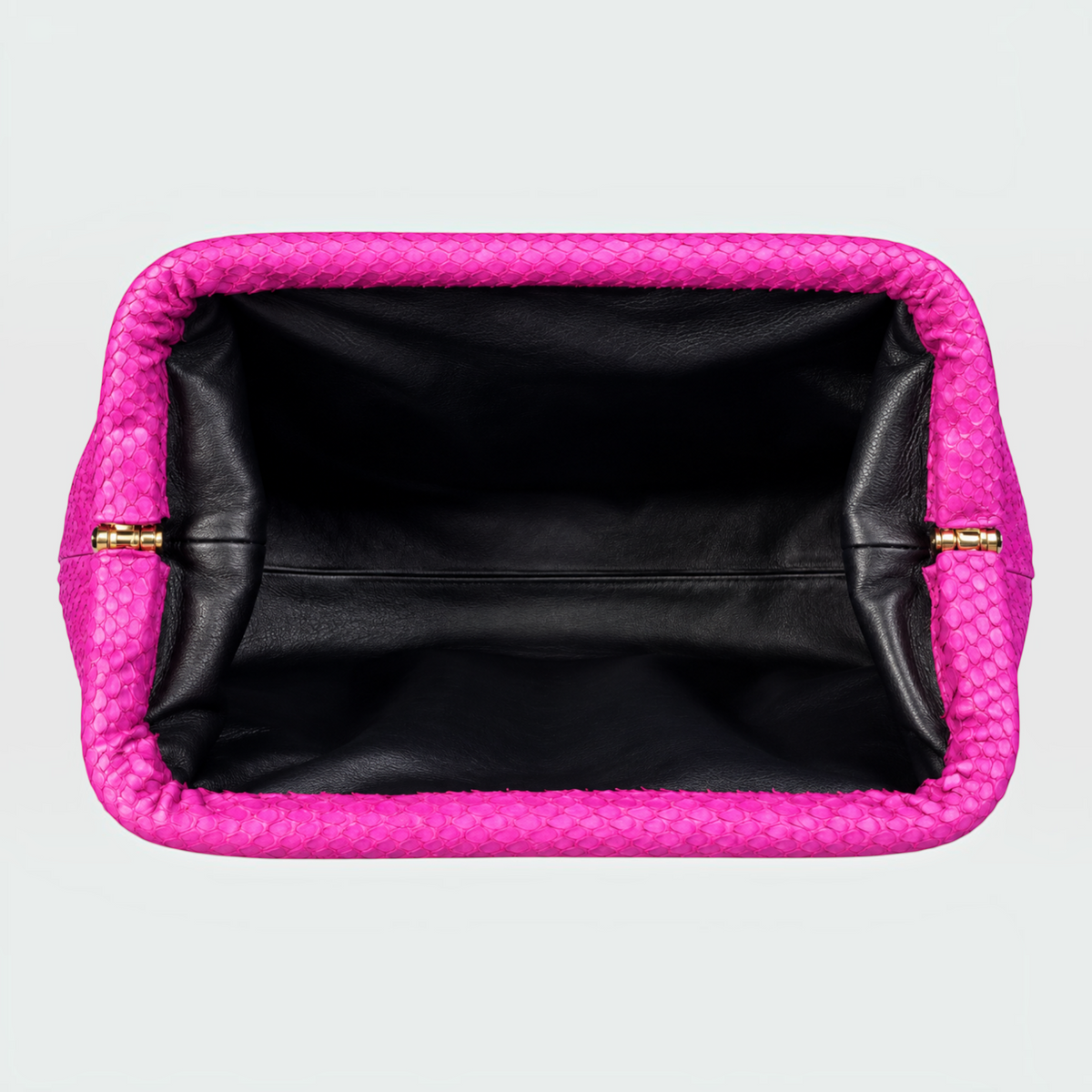 Purple genuine python leather clutch, interior view | Genuine Skins