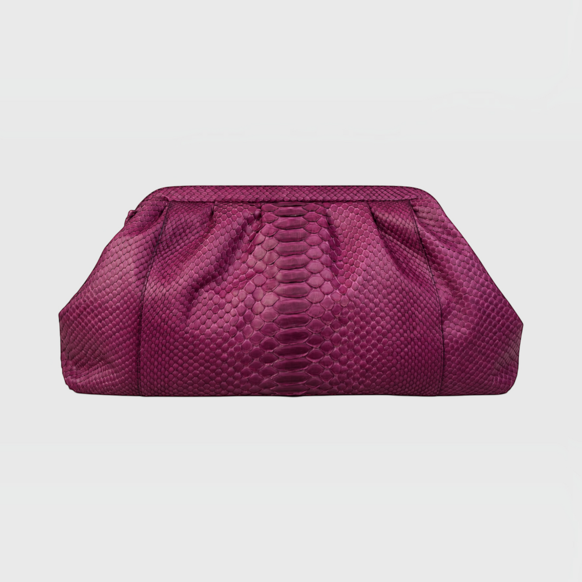 Deep plum genuine python leather clutch | Genuine Skins