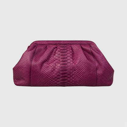 Deep plum genuine python leather clutch | Genuine Skins