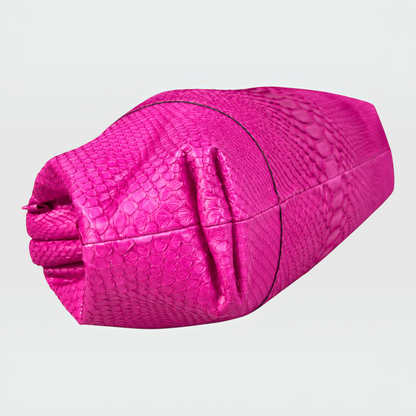 Purple genuine python leather clutch, structured view | Genuine Skins