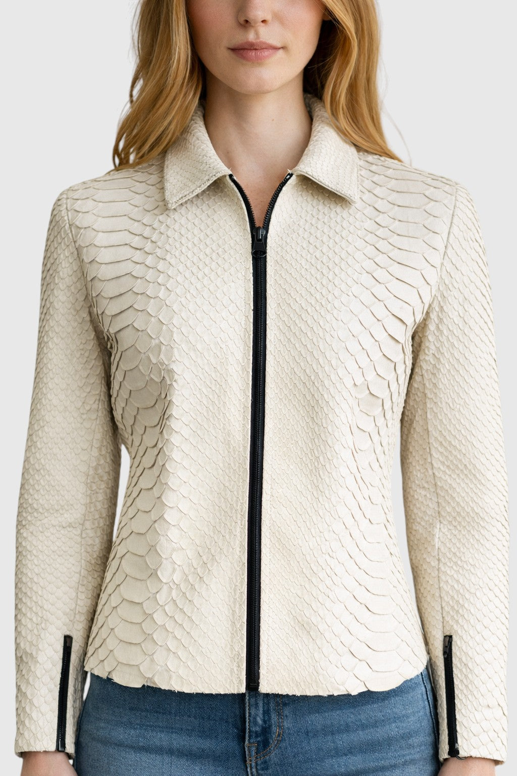 WEIẞE Python-Lederjacke