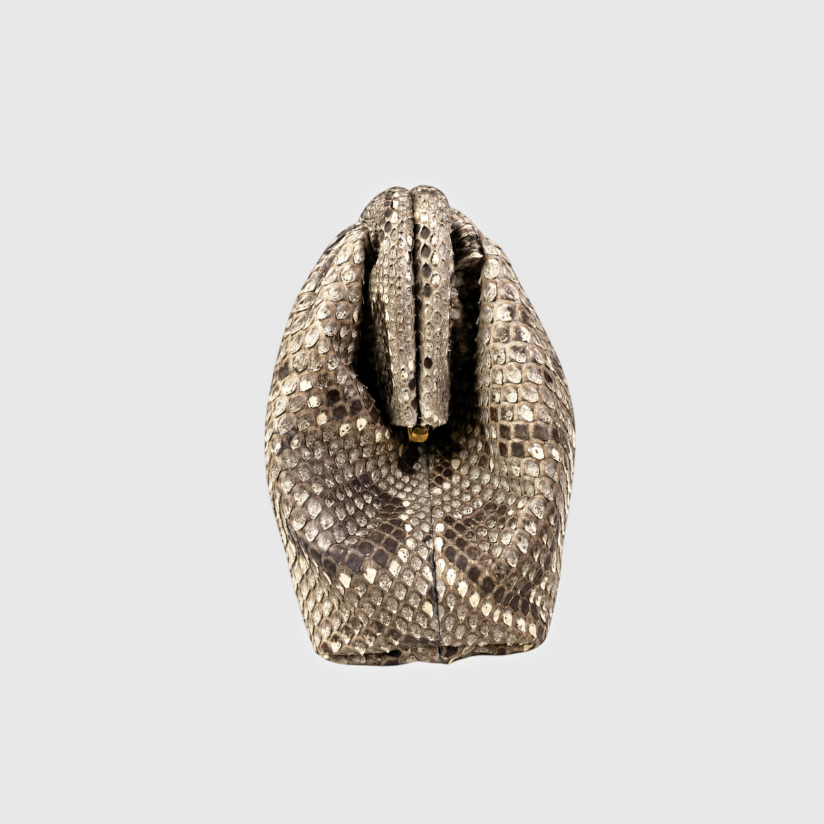 Beige python leather clutch, detail | Genuine Skins