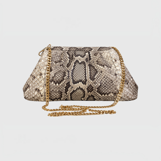 Beige genuine python leather clutch | Genuine Skins