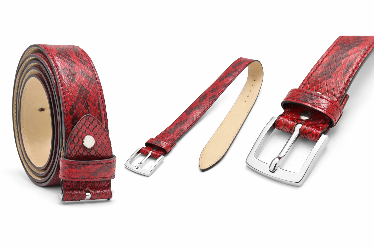 RED SNAKE SKIN BELT