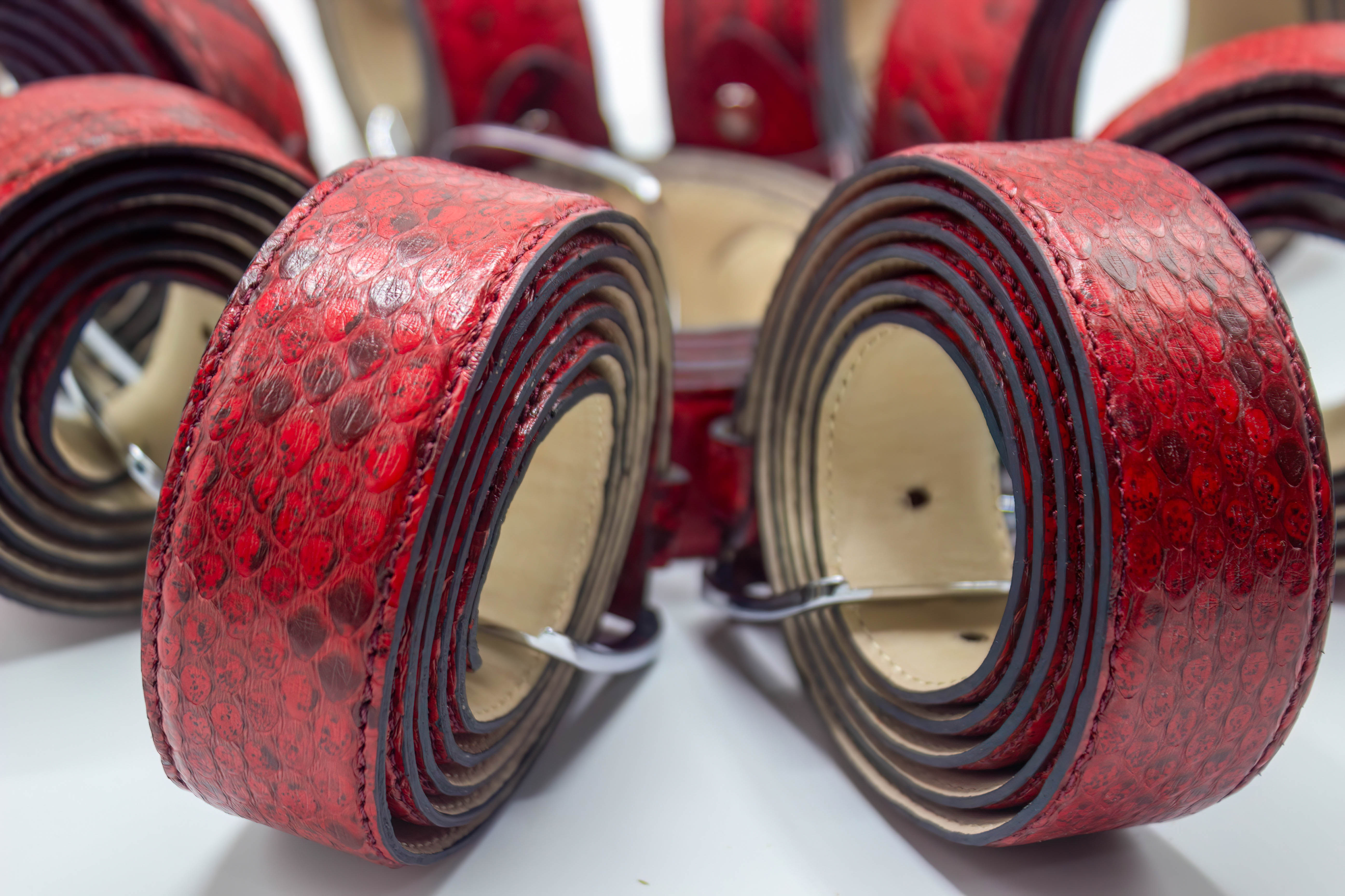 RED SNAKE SKIN BELT