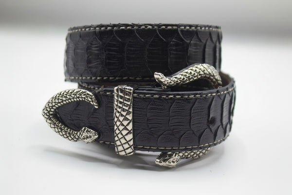BLACK SNAKE SKIN BELT