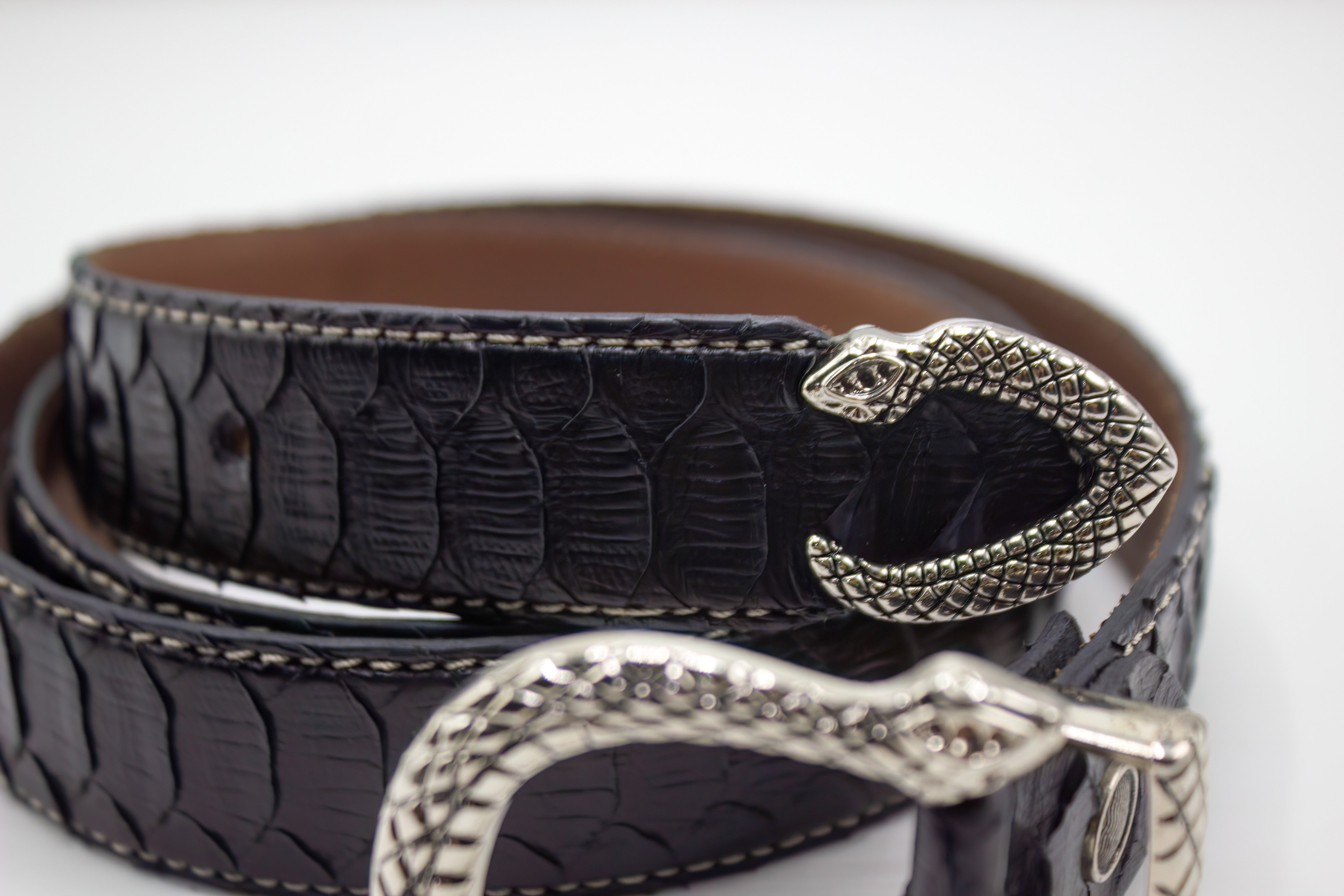BLACK SNAKE SKIN BELT