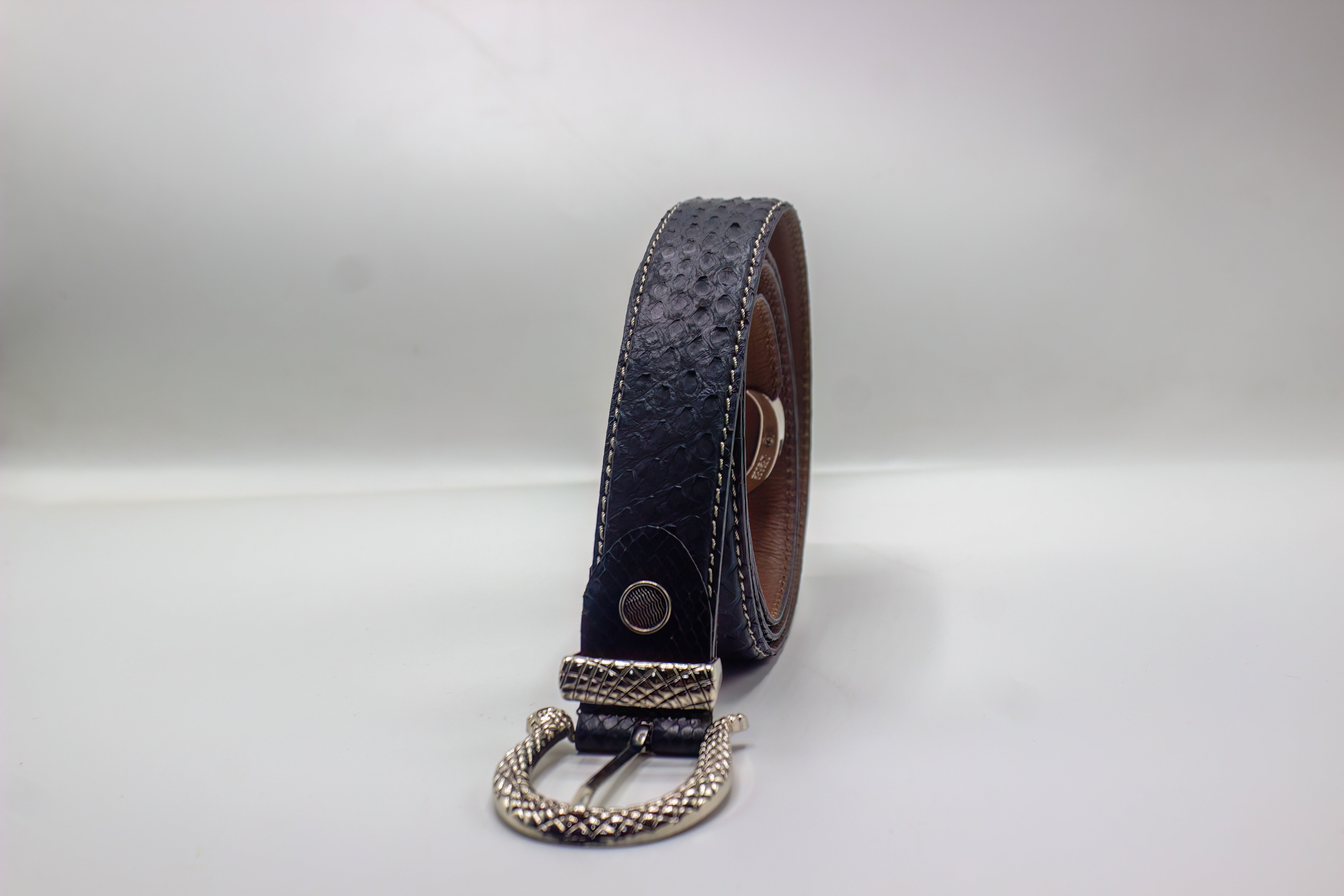 BLACK SNAKE SKIN BELT