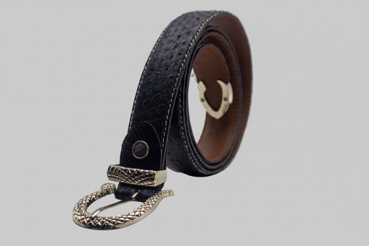 BLACK SNAKE SKIN BELT