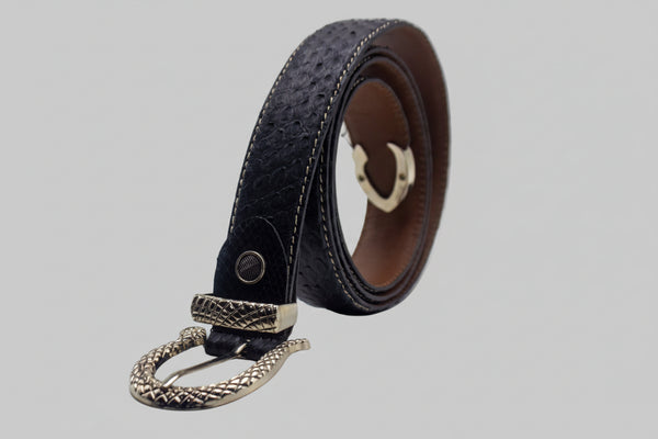 BLACK SNAKE SKIN BELT