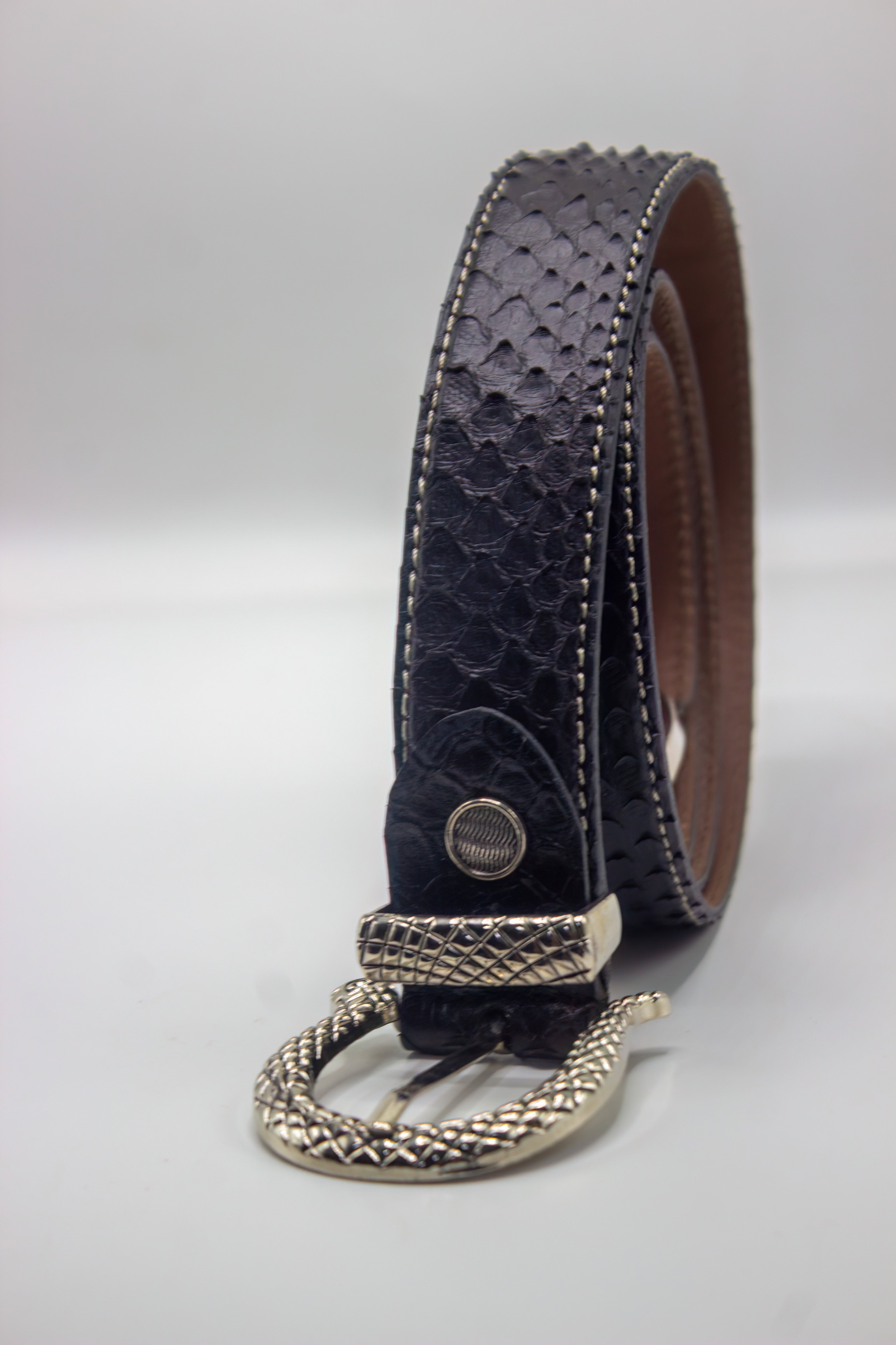 BLACK SNAKE SKIN BELT