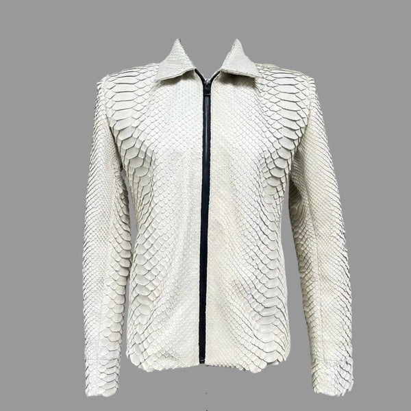 WHITE Python  leather Jacket