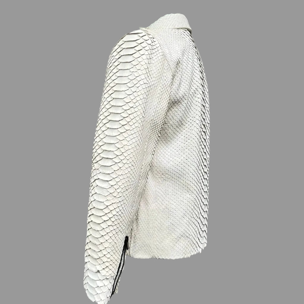 WHITE Python  leather Jacket