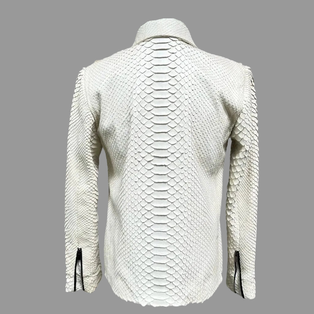 WHITE Python  leather Jacket