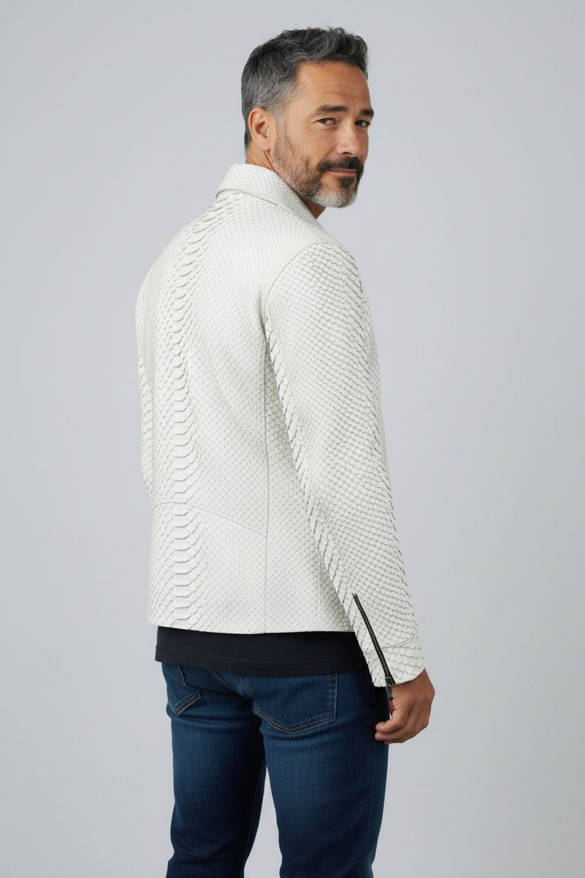 WHITE Python  leather Jacket