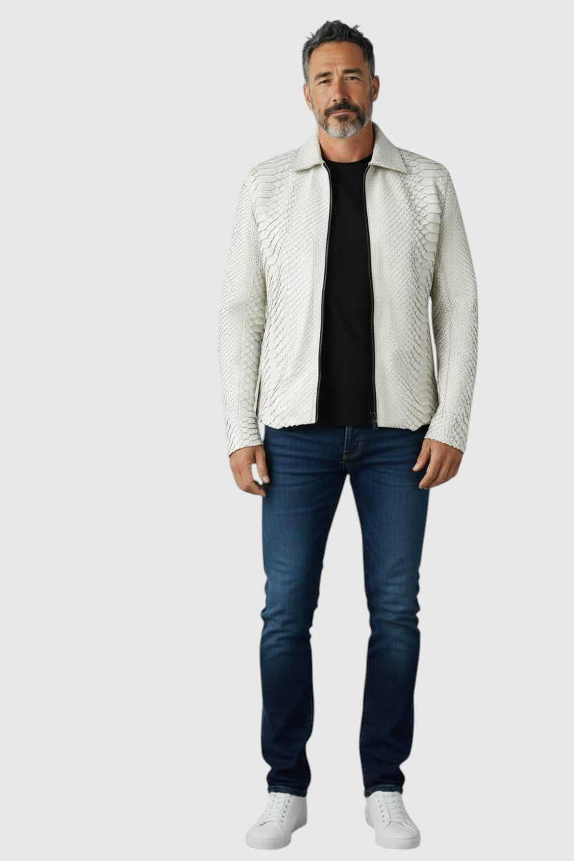 WEIẞE Python-Lederjacke