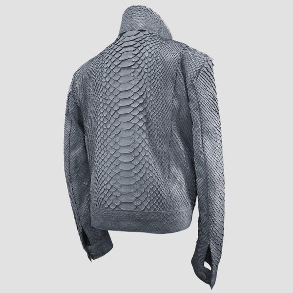 gray Python  leather Jacket