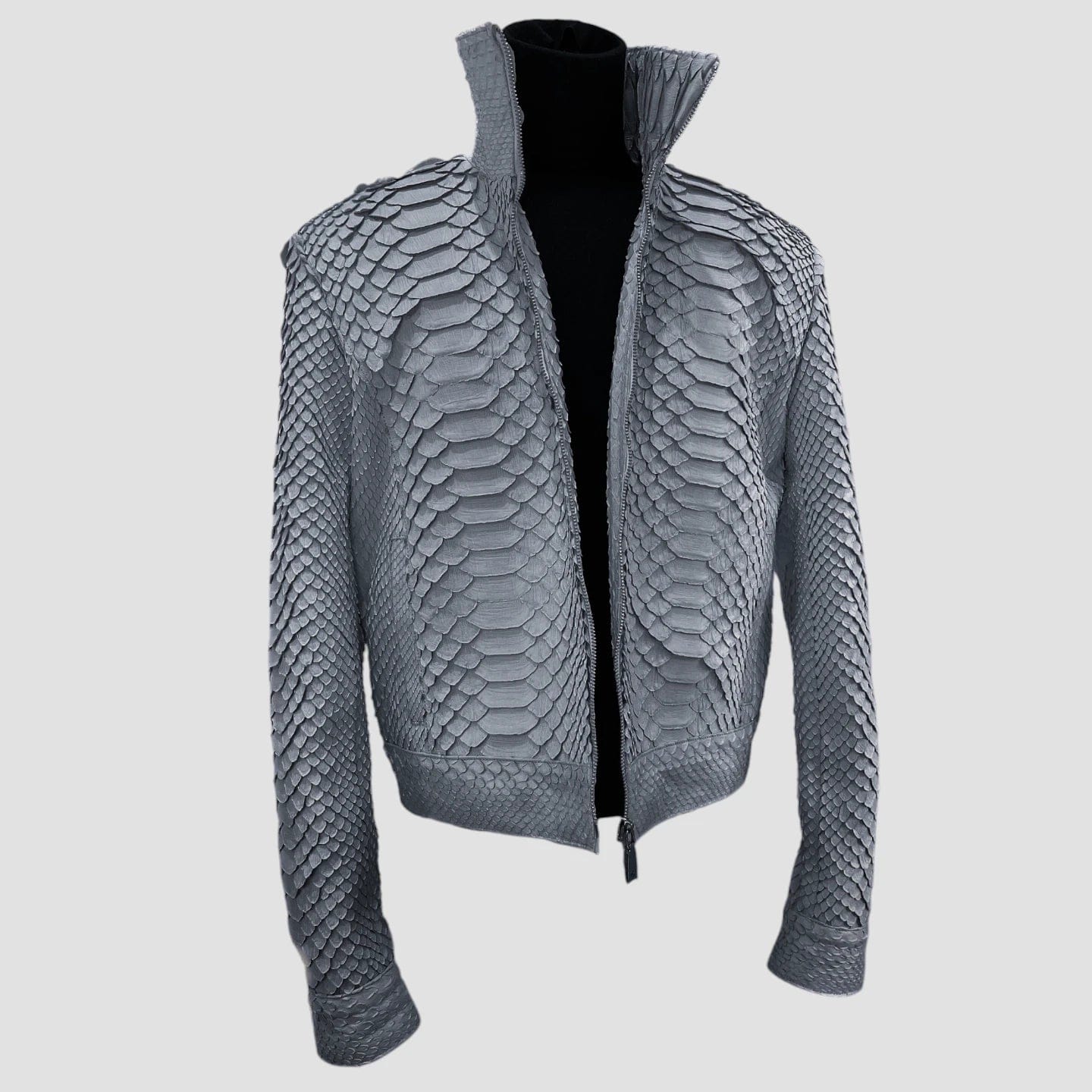 gray Python  leather Jacket