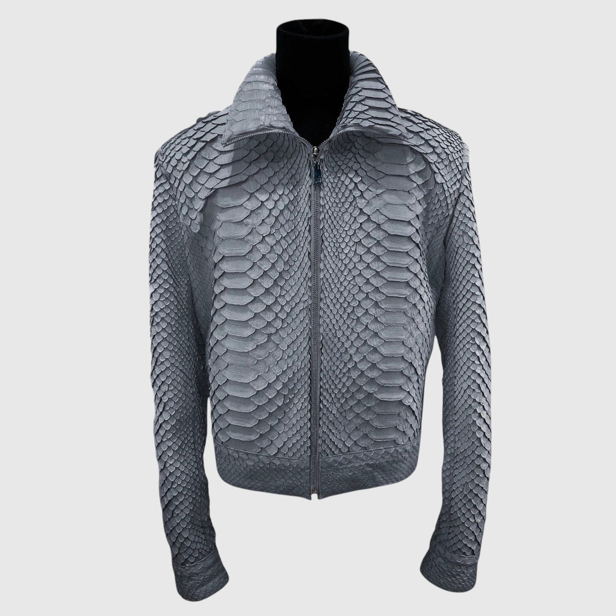 graue Python-Lederjacke