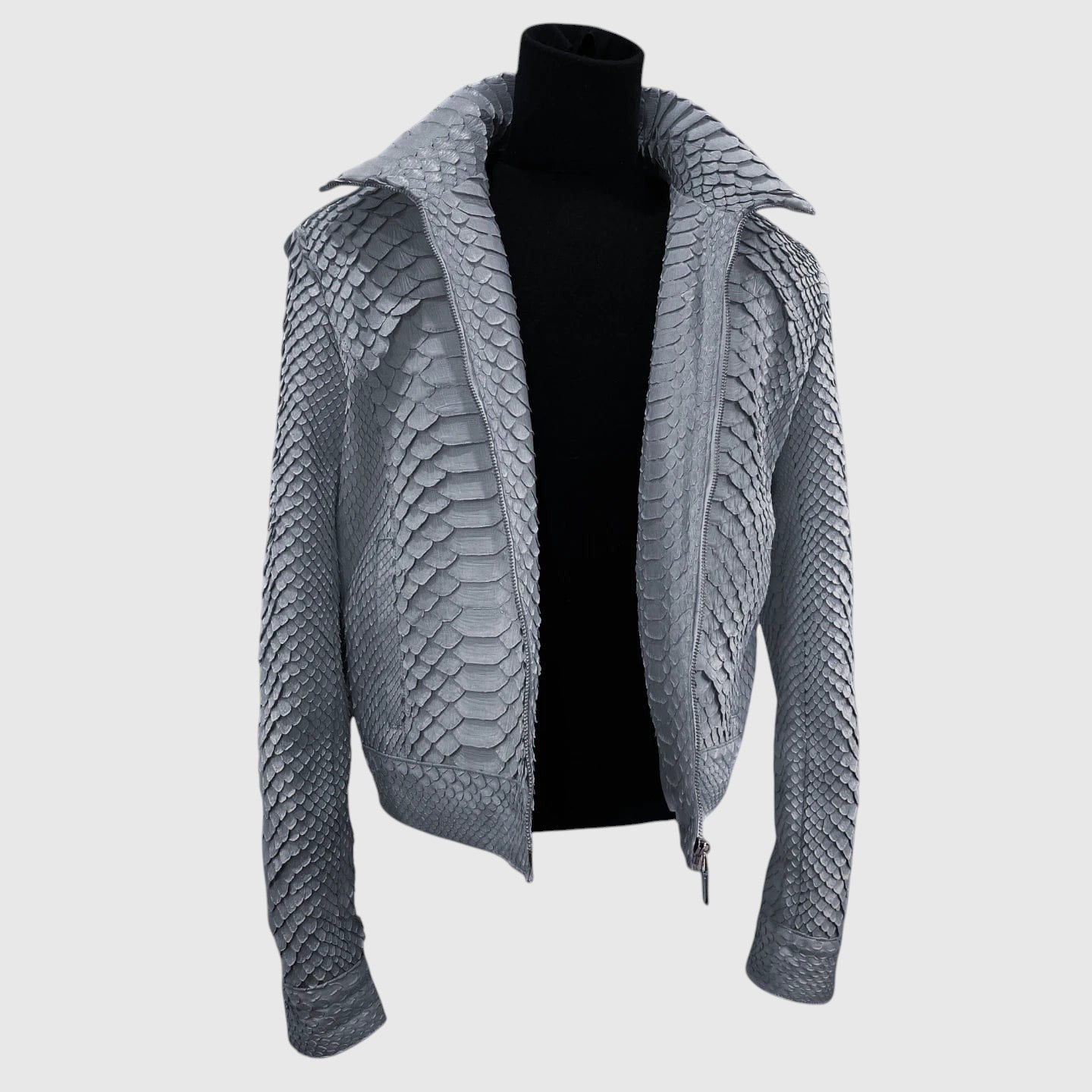 graue Python-Lederjacke