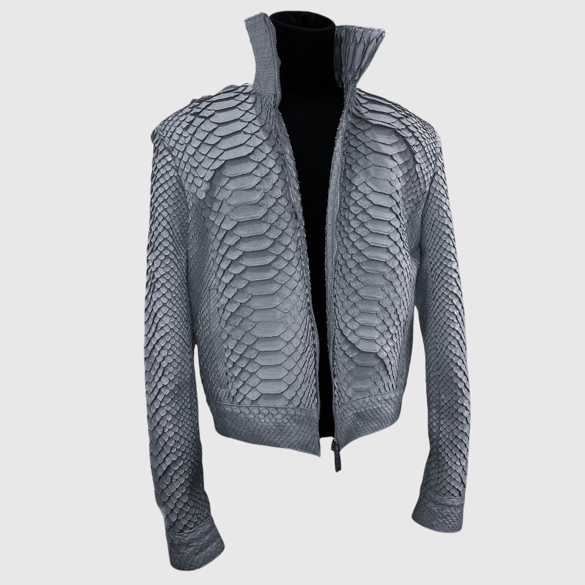graue Python-Lederjacke