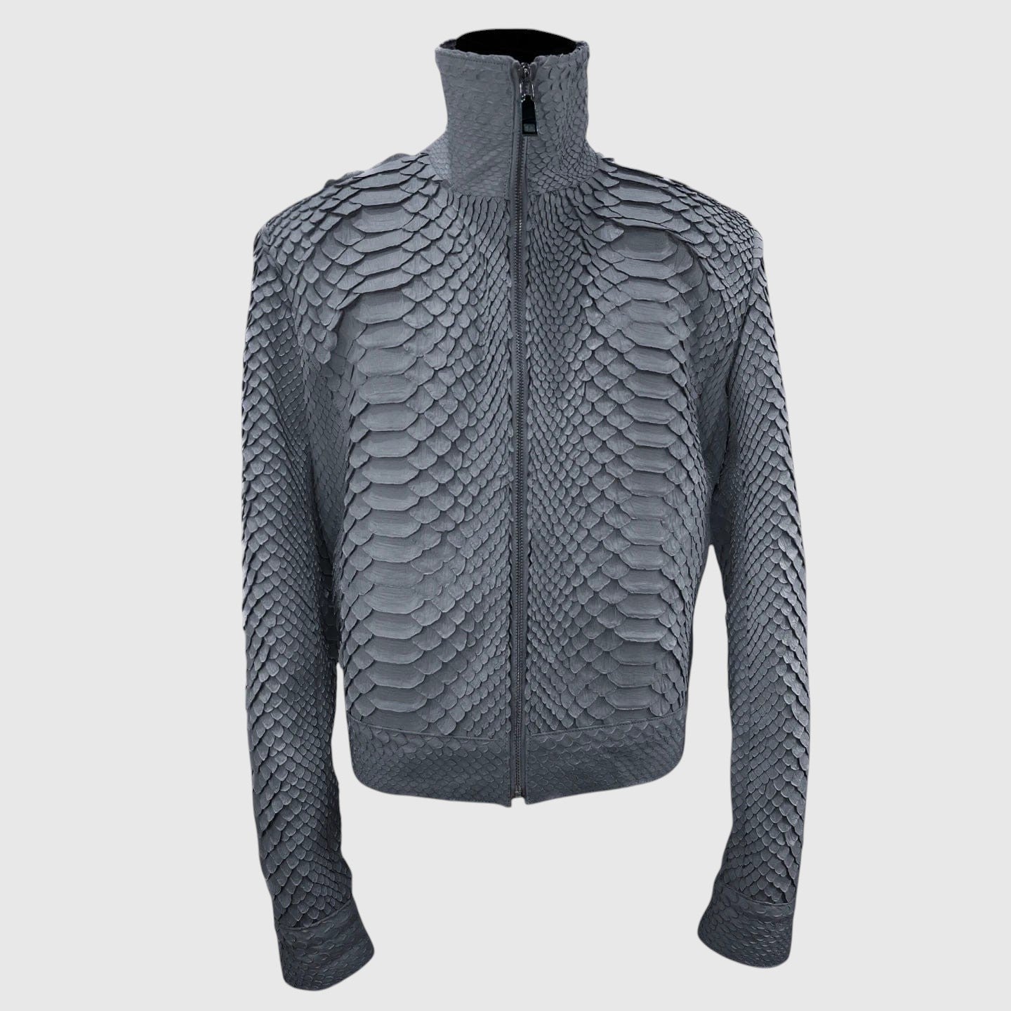 graue Python-Lederjacke