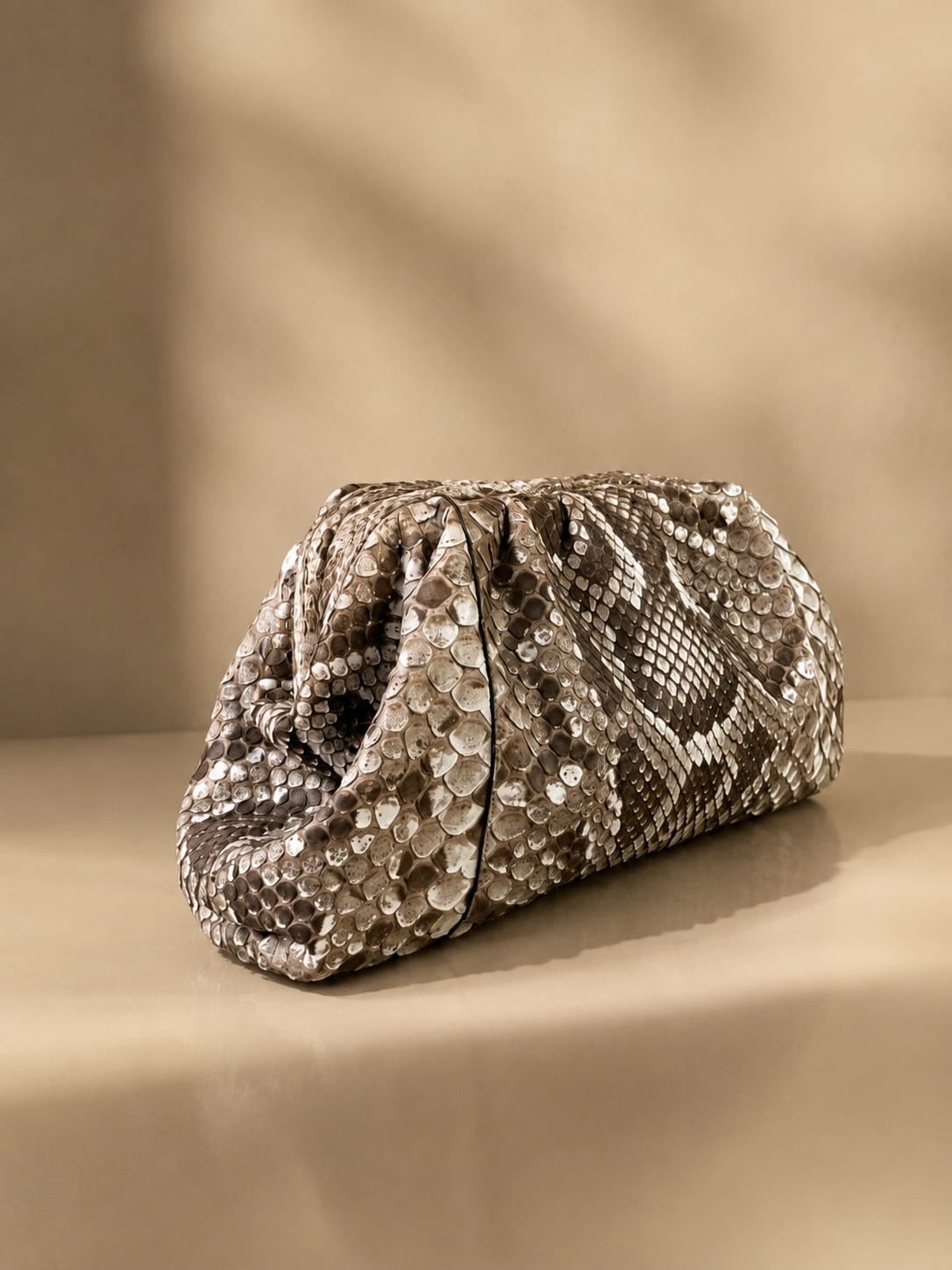 Python Cloud Clutch – Natural Python Leather Bag