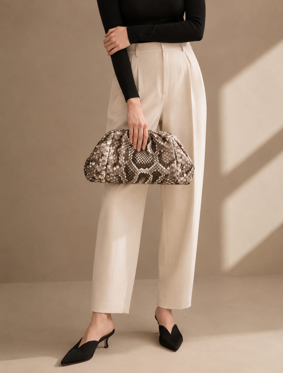 Python Cloud Clutch – Natural Python Leather Bag