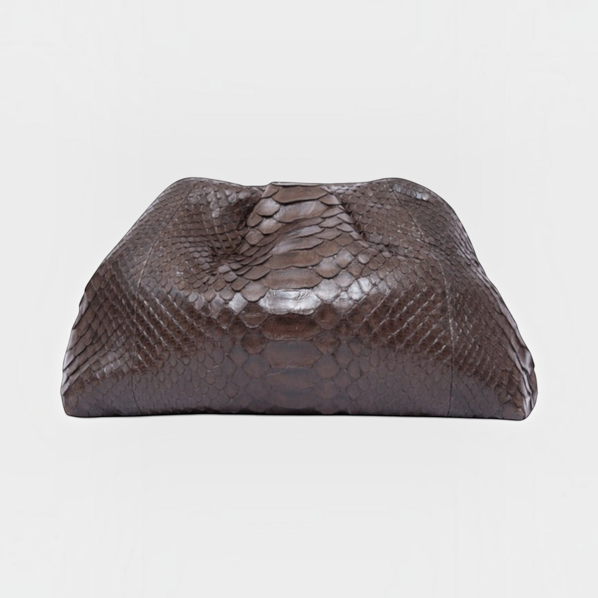 Brown genuine python leather clutch | Genuine Skins