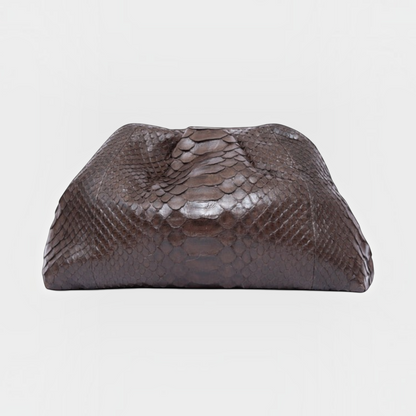 Brown genuine python leather clutch | Genuine Skins