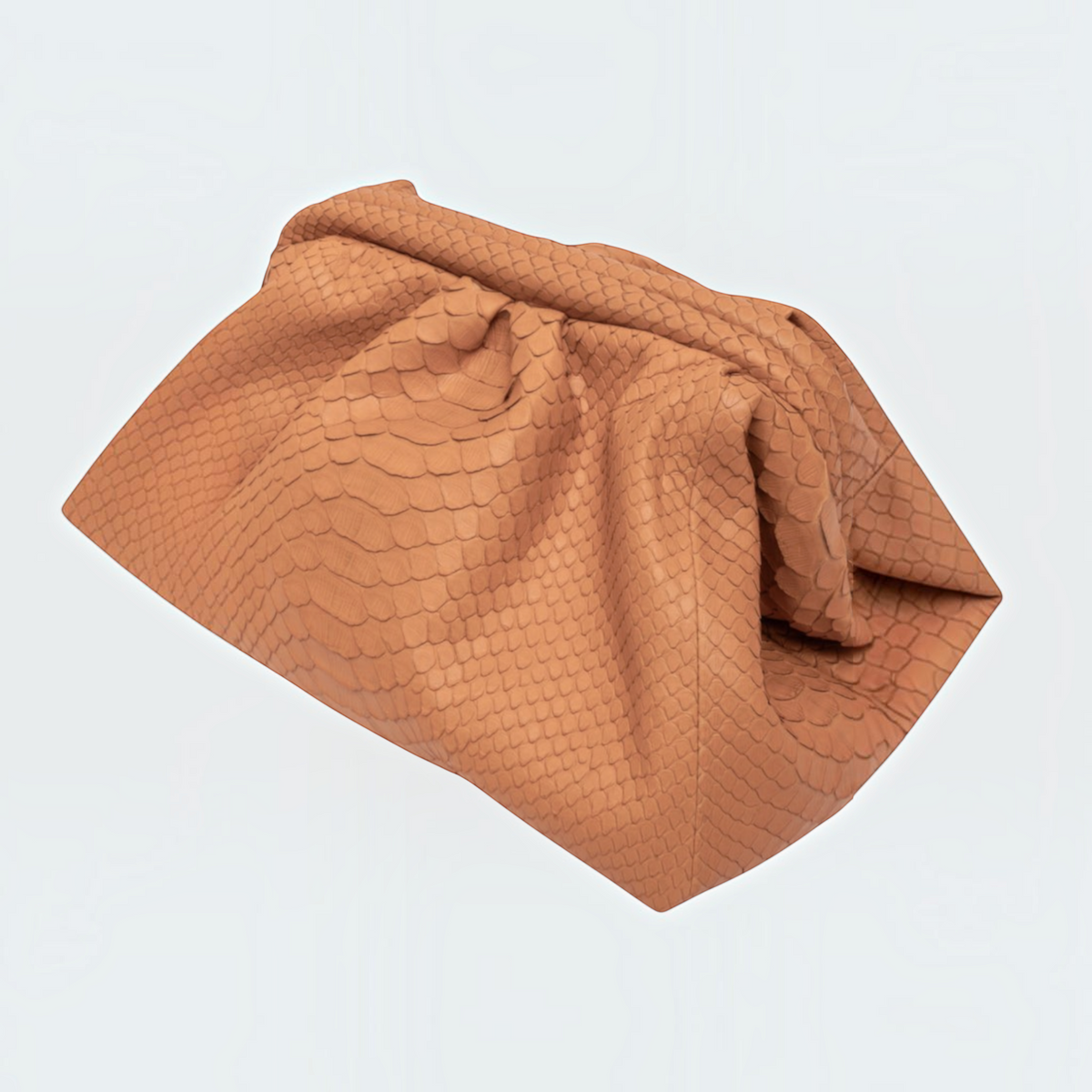 Pochette Leather craftman en cuir de python véritable couleur camel avec texture à écailles organique