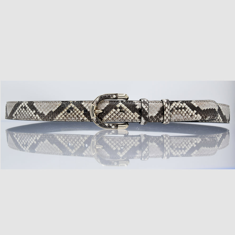 Women's genuine natural python leather belt full view