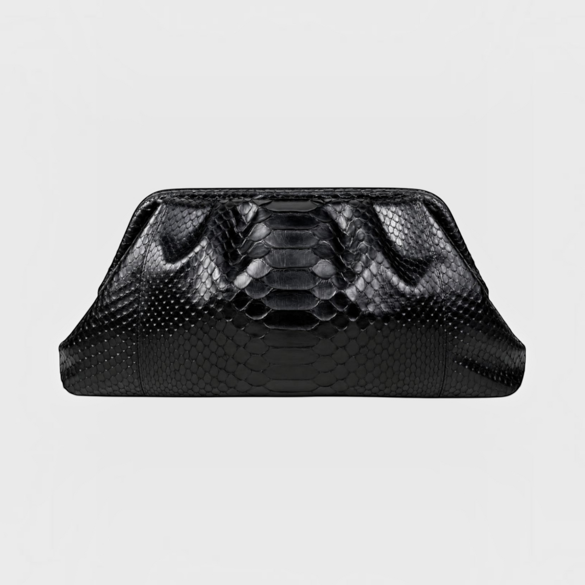 Black genuine python leather clutch | Genuine Skins