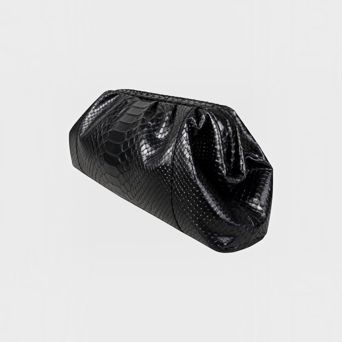 Black python leather clutch, genuine exotic leather, view 3 | Genuine Skins