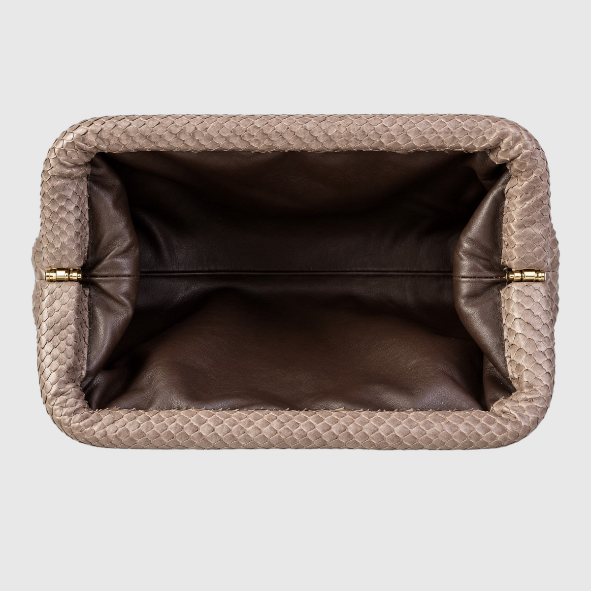Brown Dark python leather clutch interior | Genuine Skins