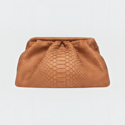 Camel genuine python leather clutch | Genuine Skins