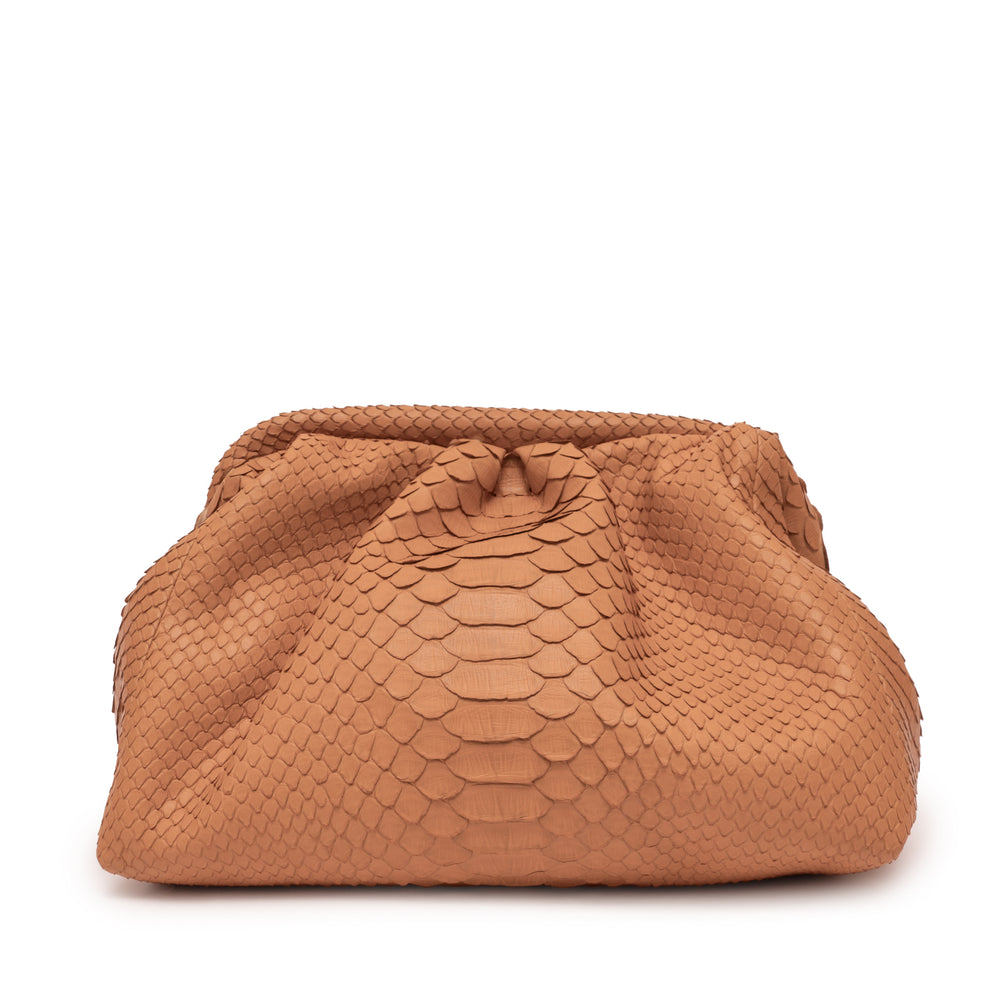 Camel genuine python leather clutch | Genuine Skins