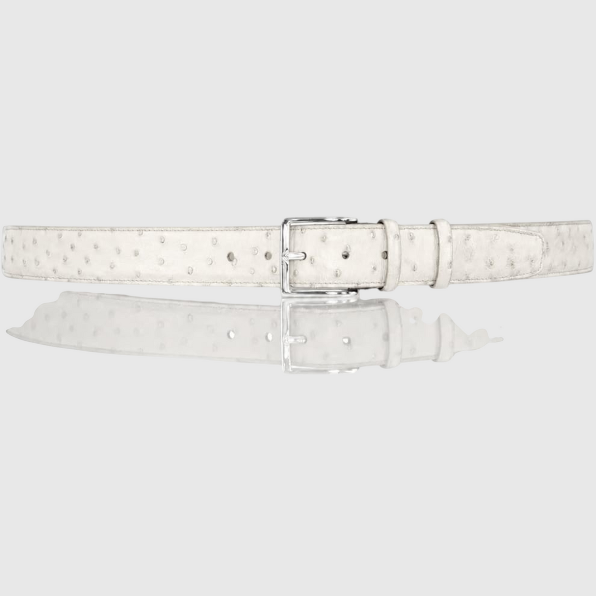 Genuine white ostrich leather belt