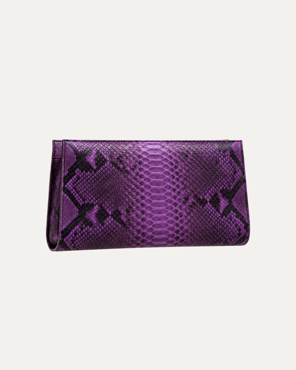 Amethyst Purple genuine python clutch – harmonized front studio view