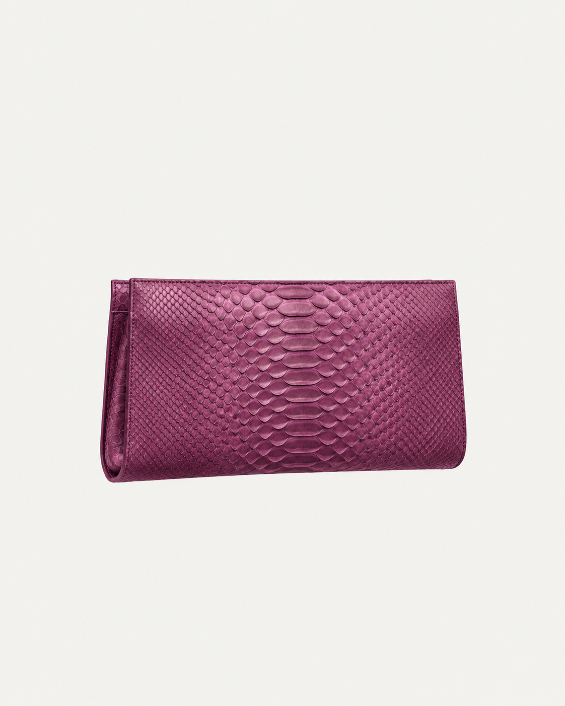 Smoky Plum genuine python leather clutch – close-up of python scales