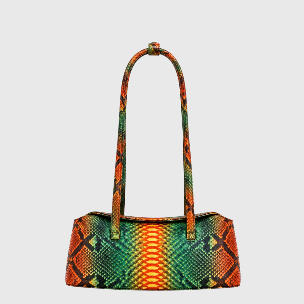 Python Signature Tote multicolor, orange green yellow python leather, front view